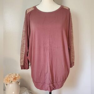 Torrid Dusty Rose Long Sleeve Top with Lace Detail